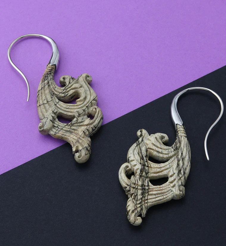 18G Lush White Brass Tamarind Wood Hangers / Earrings - Image 2