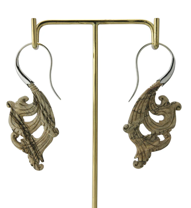 18G Lush White Brass Tamarind Wood Hangers / Earrings - Image 3
