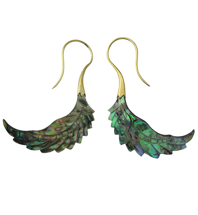 18G Pinion Brass Abalone Hangers / Earrings - Image 3