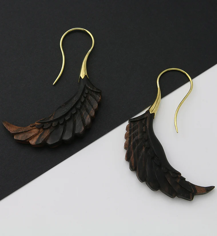 18G Pinion Brass Wood Hangers / Earrings - Image 2