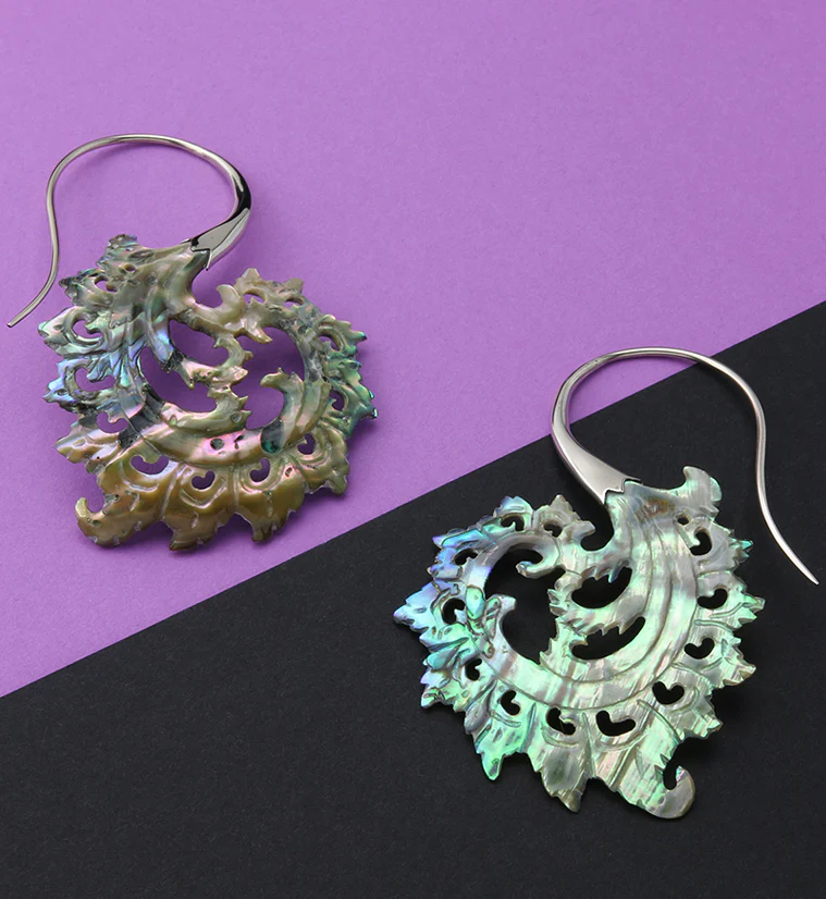 18G Plume White Brass Abalone Hangers / Earrings - Image 2
