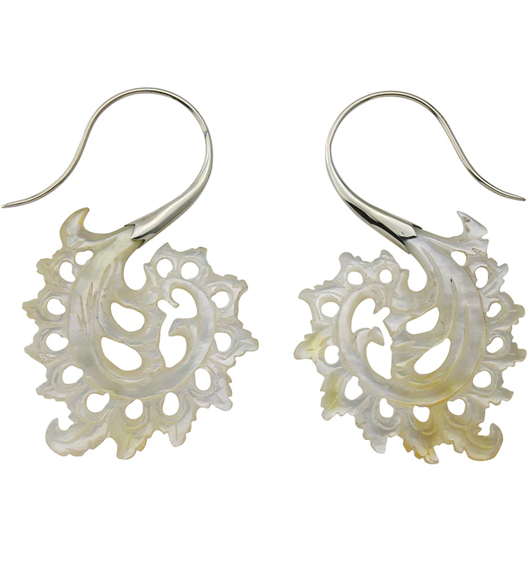 18G Plume White Brass MOP Hangers / Earrings - Image 3