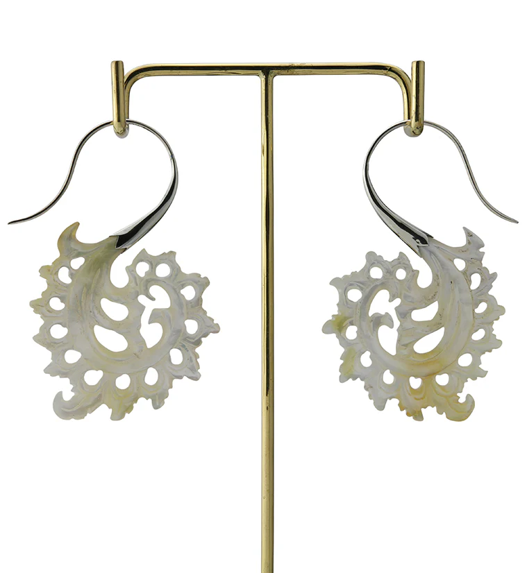 18G Plume White Brass MOP Hangers / Earrings - Image 4