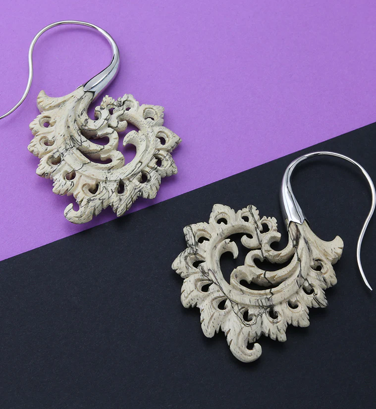 18G Plume White Brass Tamarind Wood Hangers / Earrings - Image 2