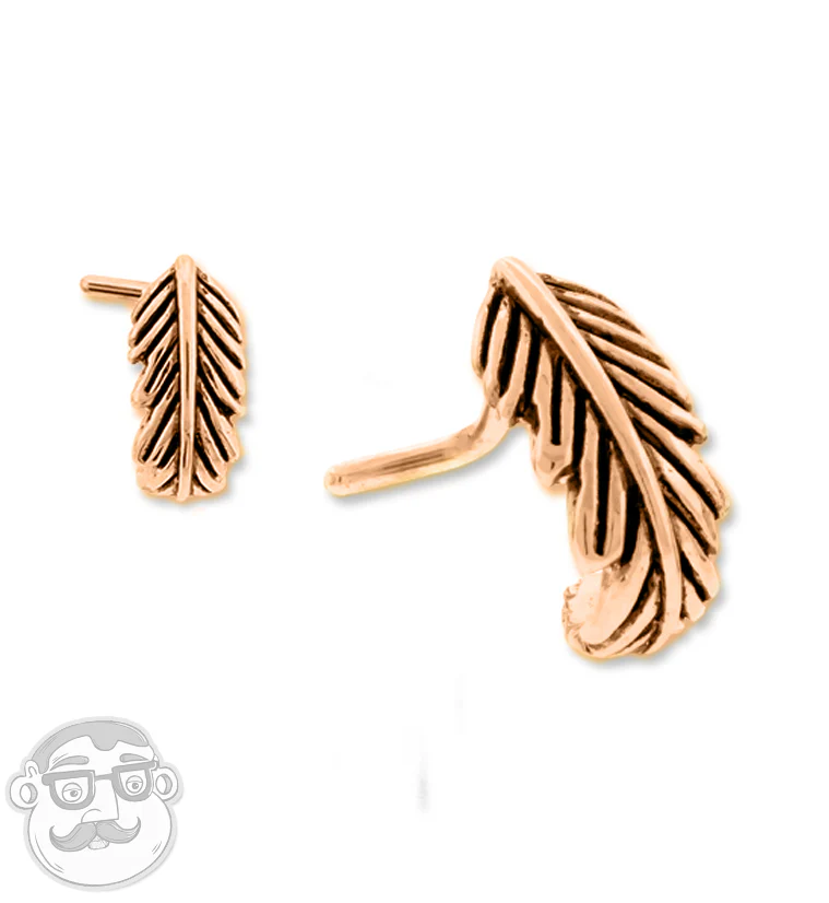 18G Rose Gold PVD Feather Nose Curve Ring