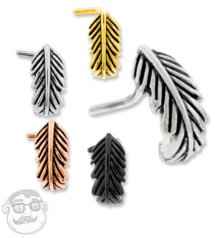 18G Rose Gold PVD Feather Nose Curve Ring - Image 3