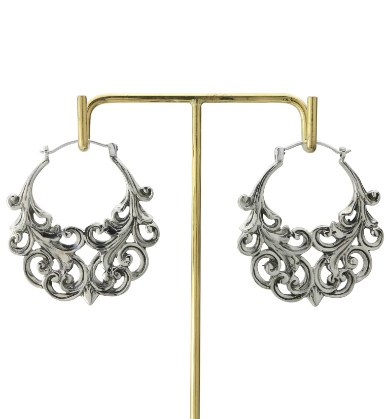 18G Silver Lattice Brass Hangers / Earrings - Image 3