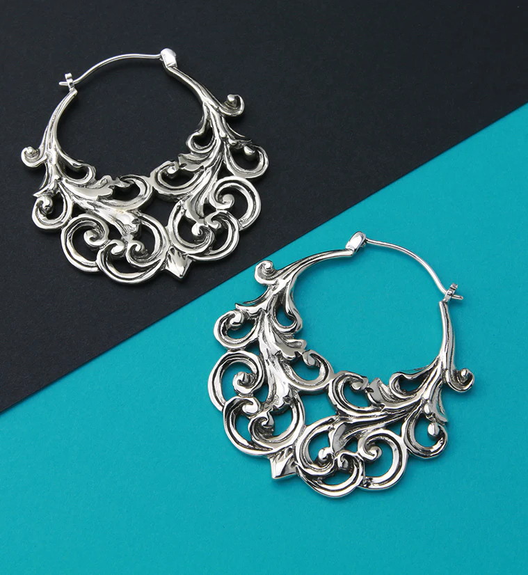 18G Silver Lattice Brass Hangers / Earrings - Image 4