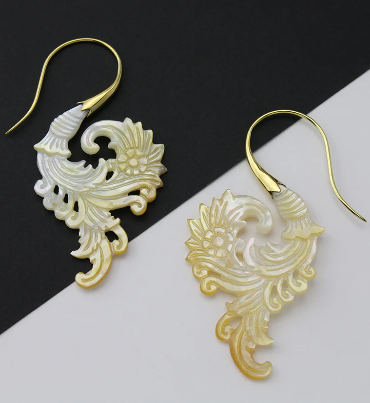 18G Sprig Brass MOP Hangers / Earrings - Image 2