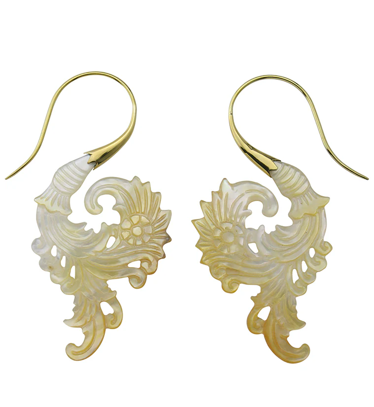 18G Sprig Brass MOP Hangers / Earrings - Image 3