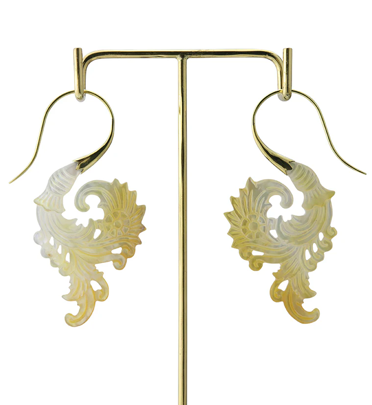 18G Sprig Brass MOP Hangers / Earrings - Image 4