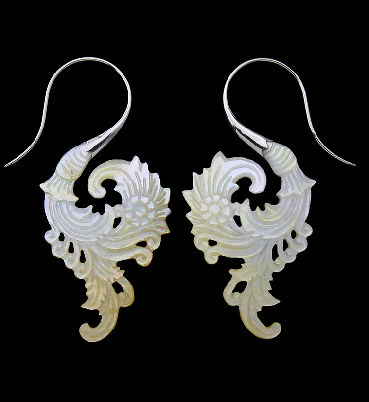 18G Sprig White Brass MOP Hangers / Earrings