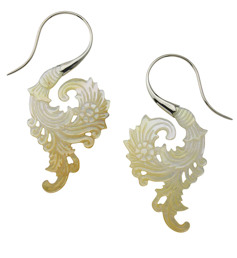 18G Sprig White Brass MOP Hangers / Earrings - Image 3