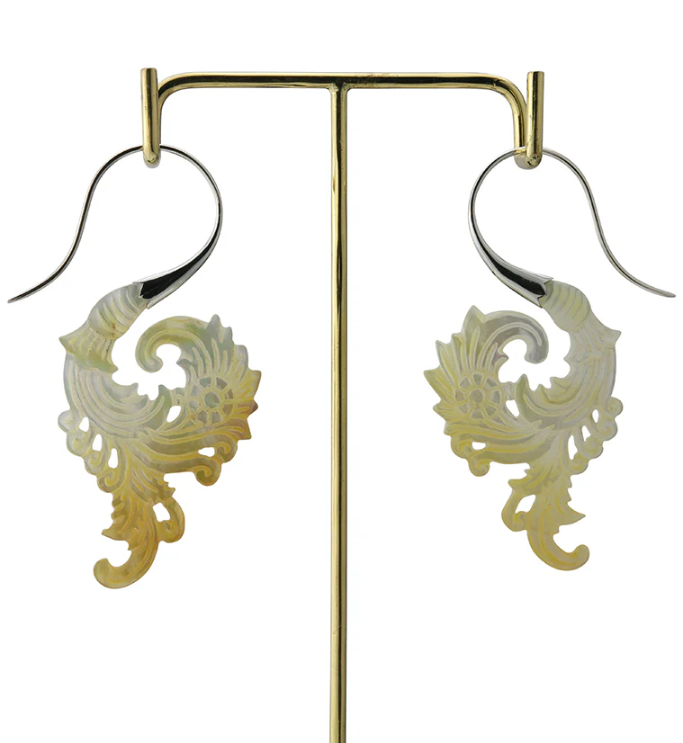 18G Sprig White Brass MOP Hangers / Earrings - Image 4