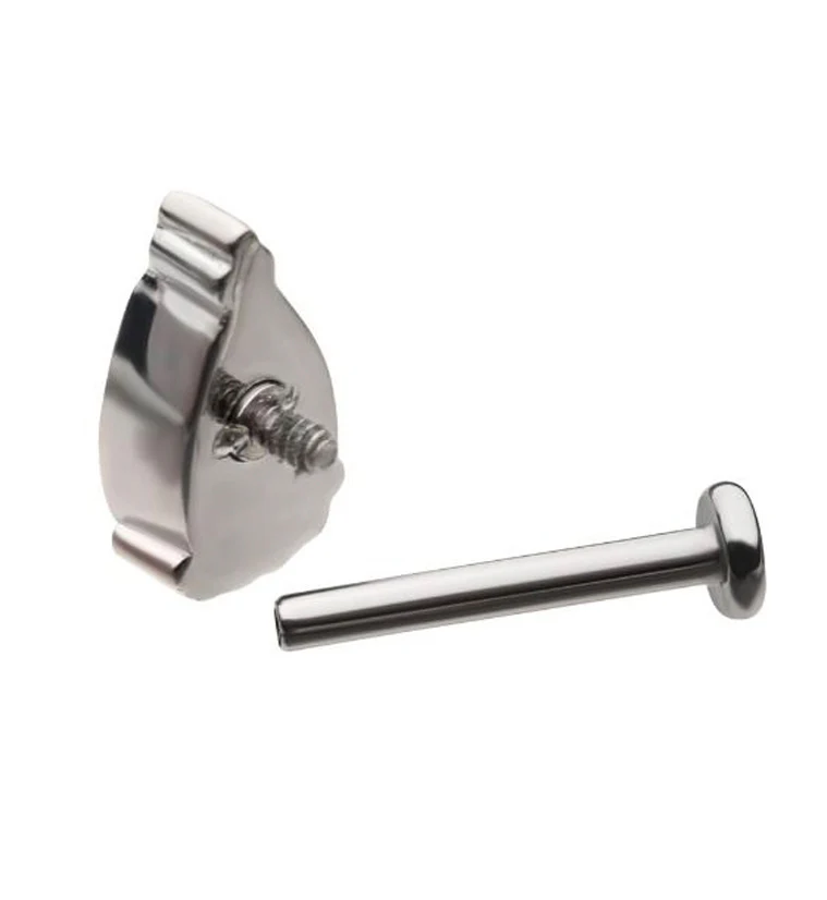18G Teardrop CZ Internally Threaded Labret - Image 4