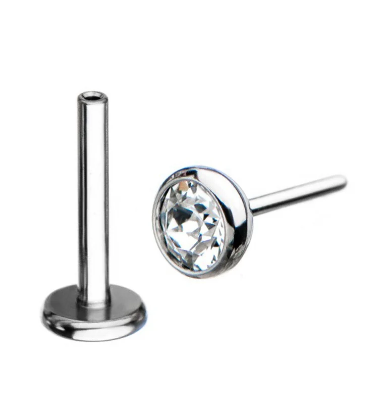 18G Titanium Threadless Labret + Clear CZ Top