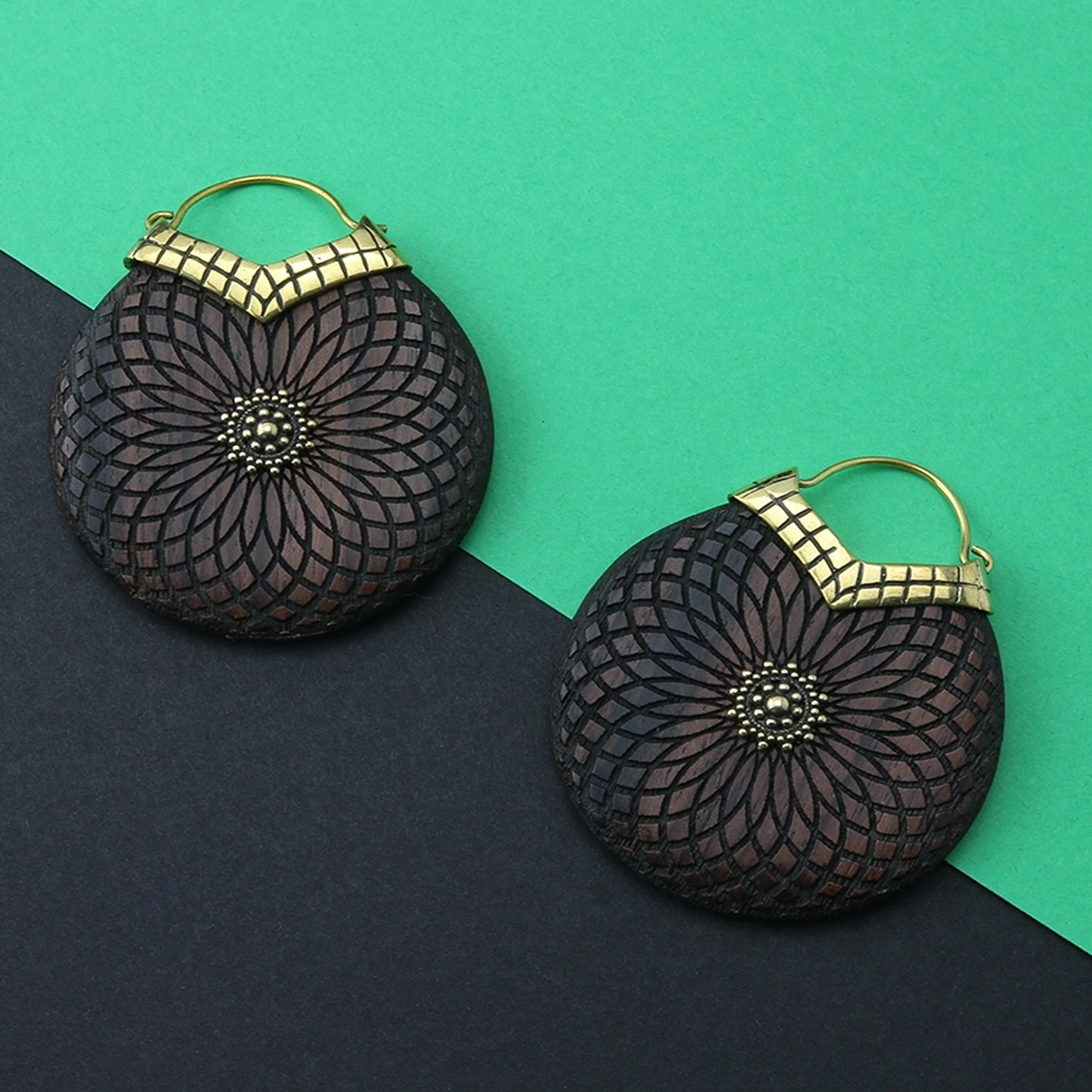 18G Traverse Engraved Wooden Hangers - Earrings - Image 2