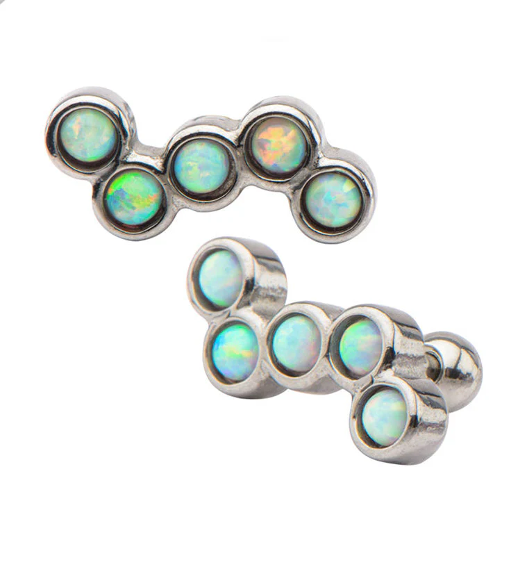 18G White Opalite Bunch Tragus - Cartilage Barbell