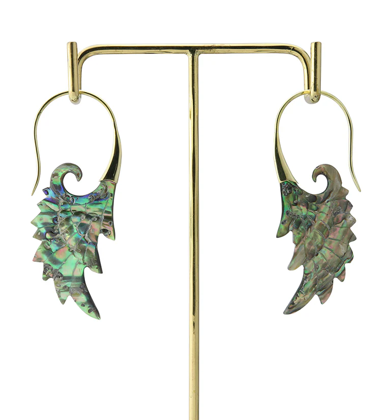 18G Wing Brass Abalone Hangers / Earrings - Image 4