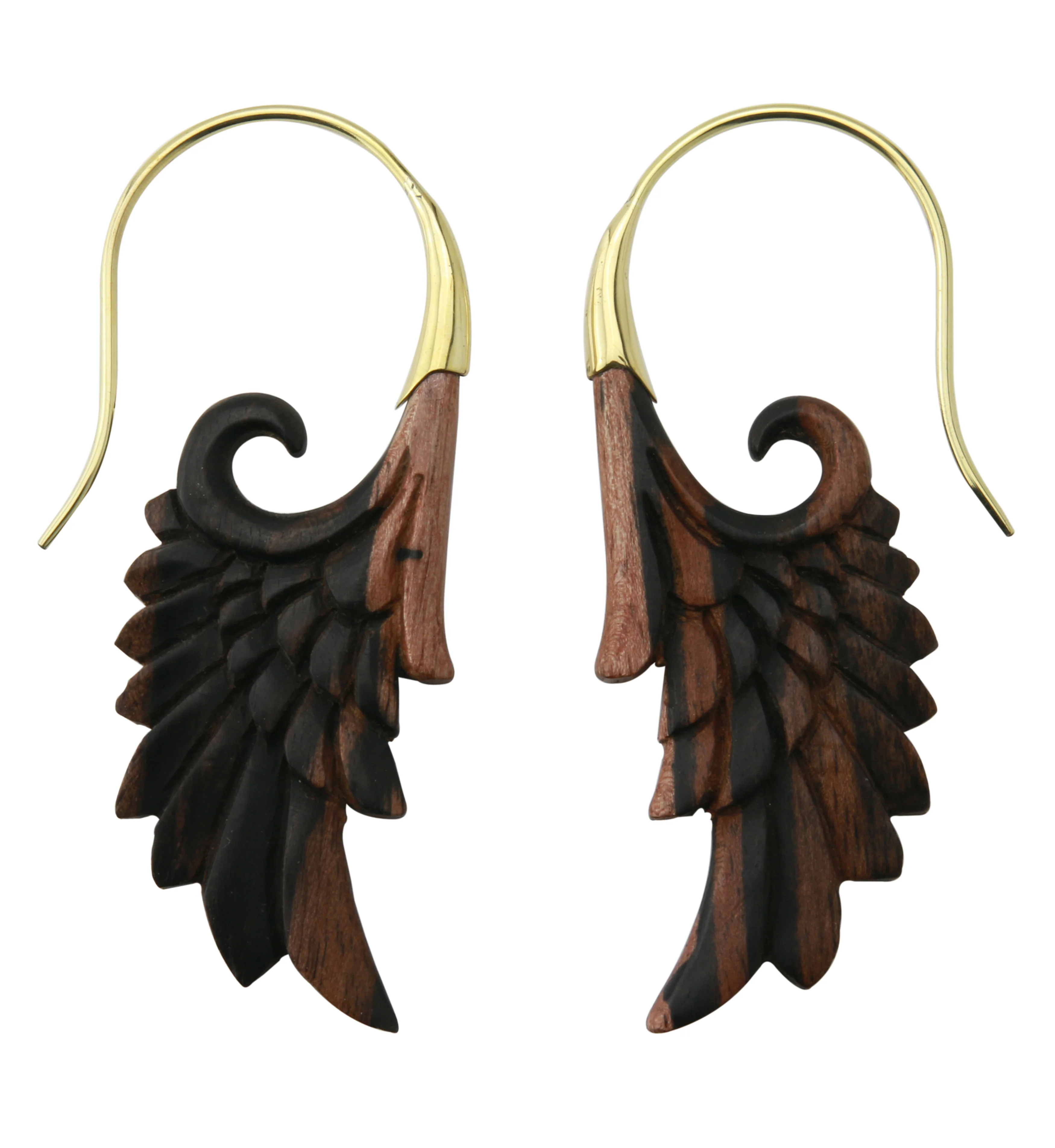18G Wing Brass Areng Wood Hangers / Earrings - Image 2