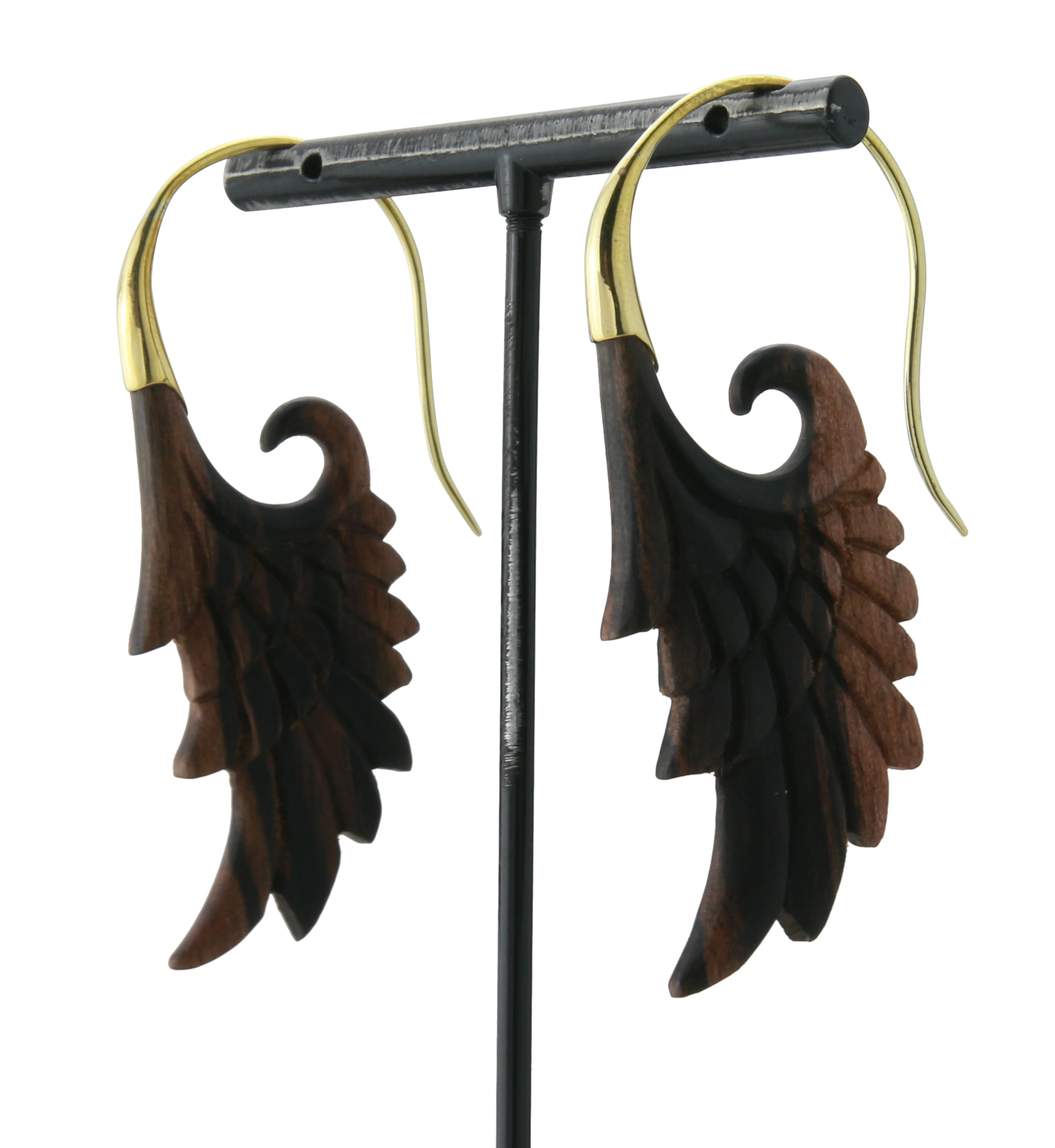 18G Wing Brass Areng Wood Hangers / Earrings - Image 5