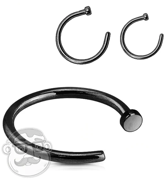 Black PVD Stainless Steel Nose Hoop Ring - Image 3