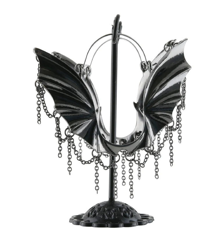 20G Black Bat Chain Plug Hoops - Image 4