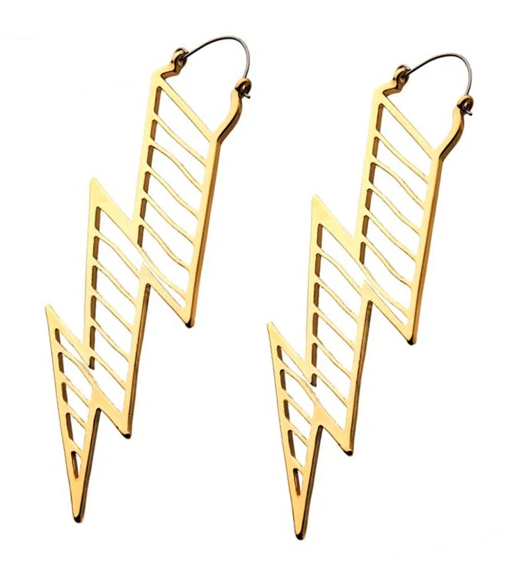 20G Golden Electric Bolt Plug Hoops