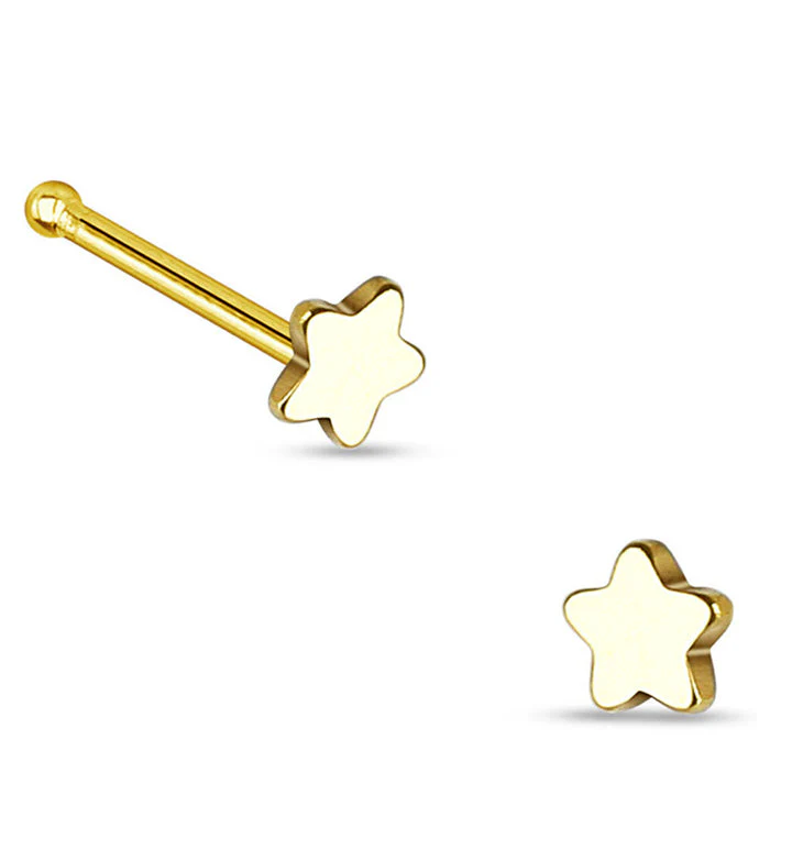 20G Golden Star Top Stainless Steel Nosebone
