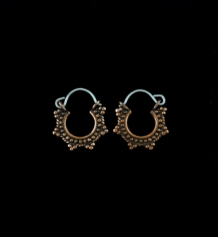 20G Mini Rose Gold Beaded Brass Hangers - Earrings