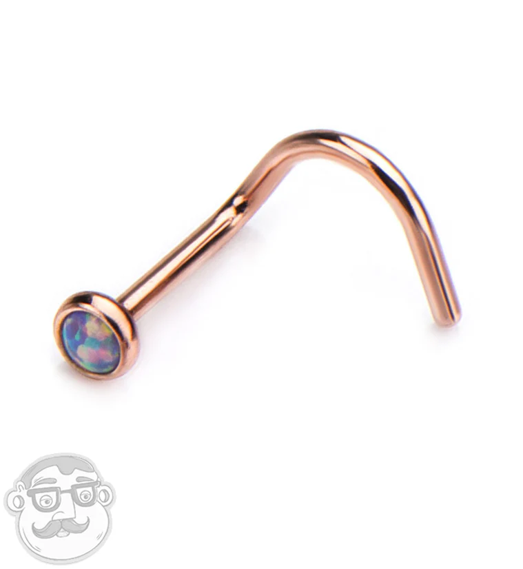 20G Purple Opalite Rose Gold PVD Nosescrew