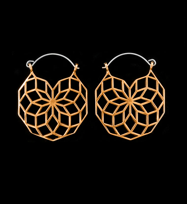 20G Rose Gold Geometric Flower Brass Hangers - Earrings