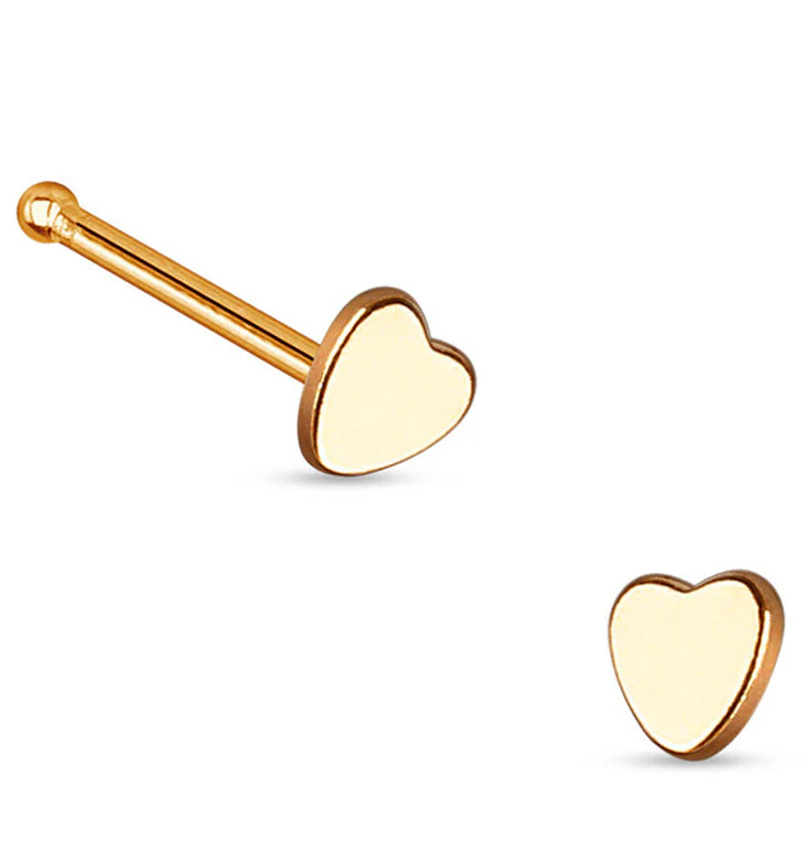 20G Rose Gold Heart Top Stainless Steel Nosebone