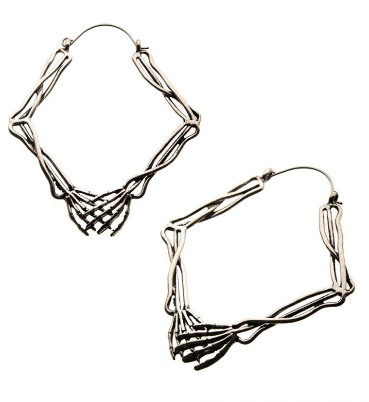 20G Skeleton Hands Plug Hoops