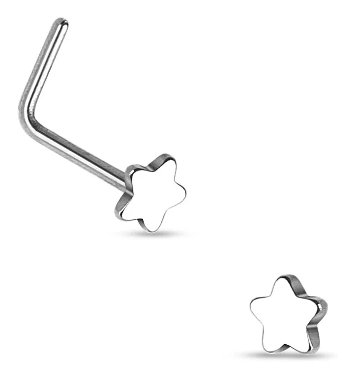 20G Star Top Stainless Steel L Bend Nose Ring