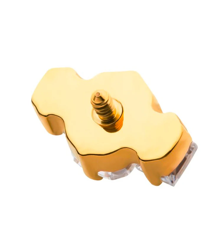 24kt Gold PVD Baronial CZ Internally Threaded Titanium Top - Image 3