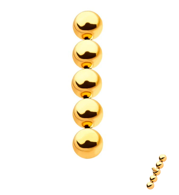 24kt Gold PVD Beaded Line Internally Threaded Titanium Top
