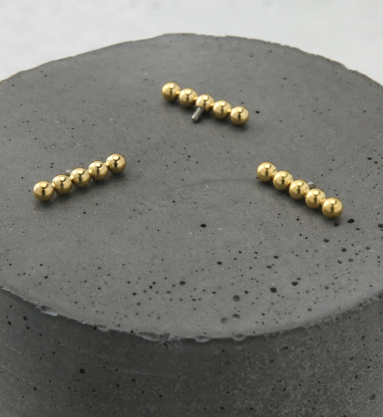 24kt Gold PVD Beaded Line Internally Threaded Titanium Top - Image 2