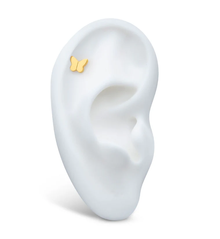 24kt Gold PVD Butterfly Wings Titanium Threadless Top - Image 3