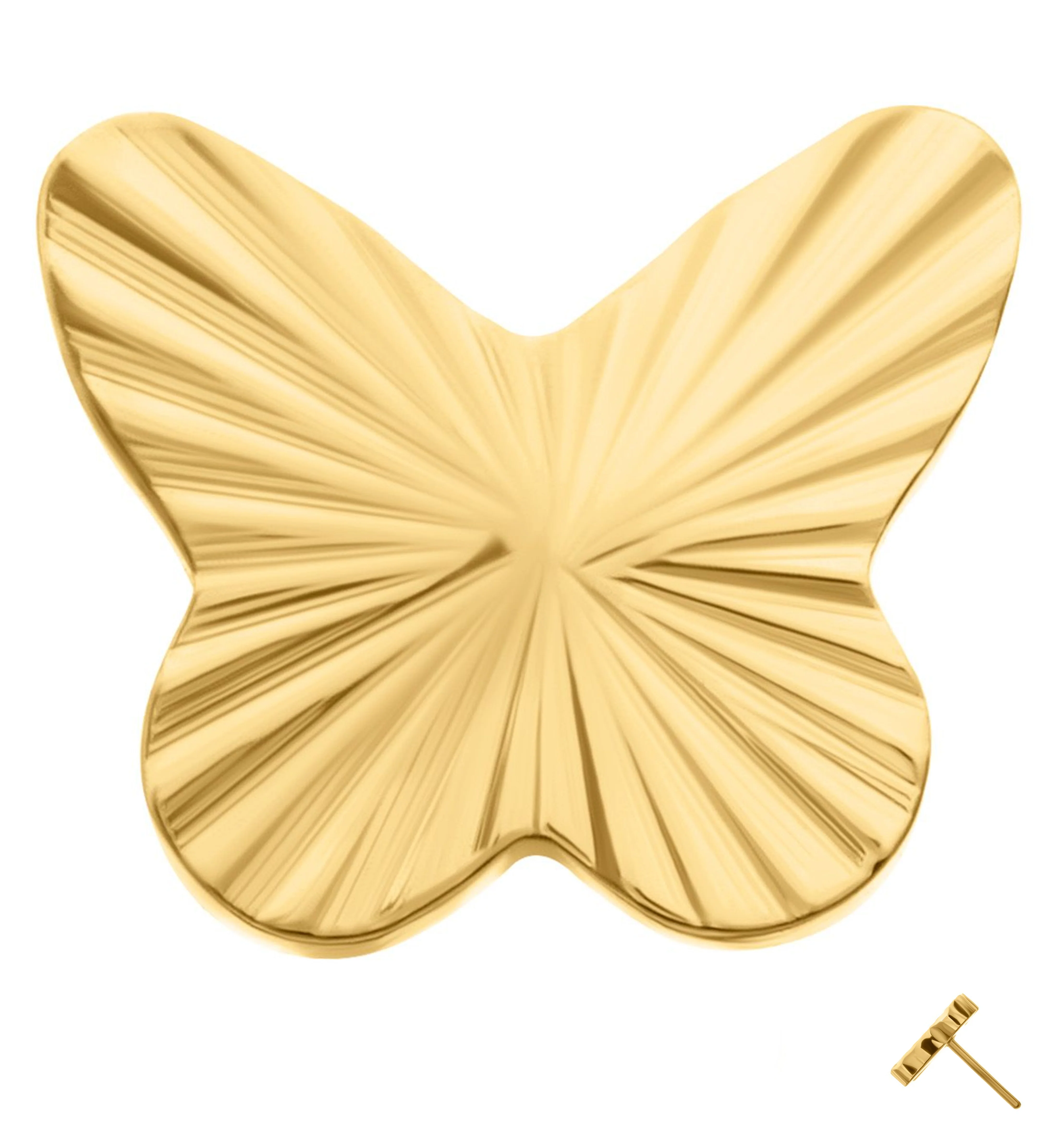 24kt Gold PVD Score Butterfly Threadless Titanium Top