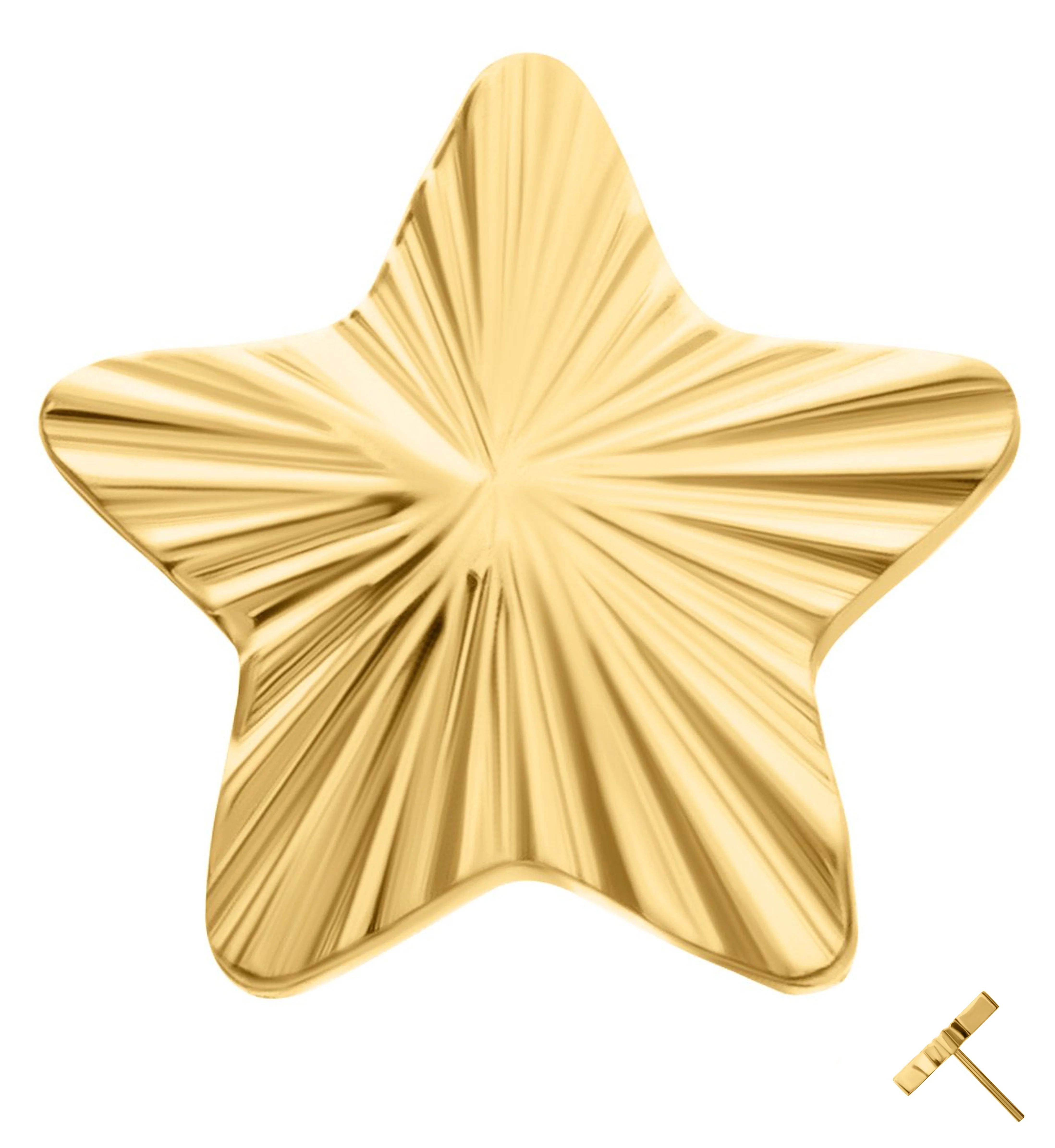 24kt Gold PVD Score Star Threadless Titanium Top