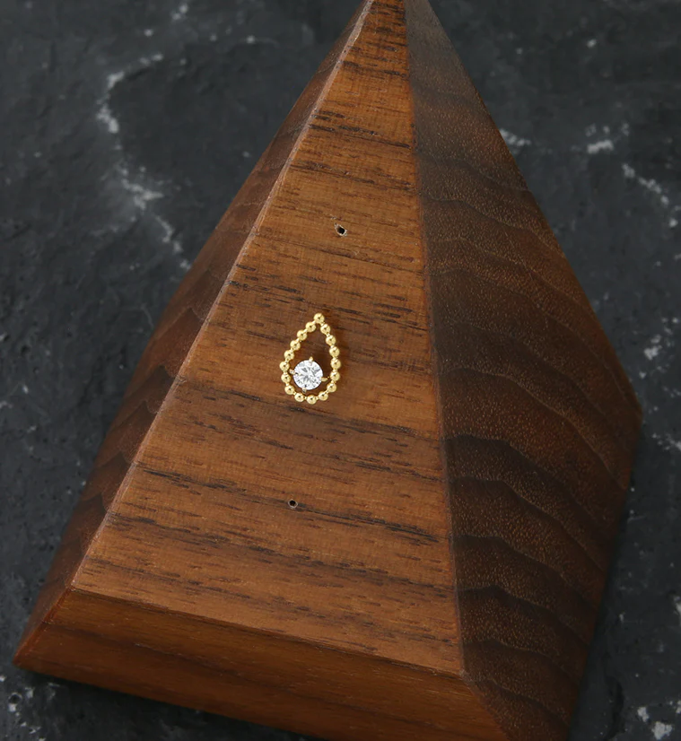 24kt Gold PVD Dewdrop CZ Threadless Titanium Top - Image 2