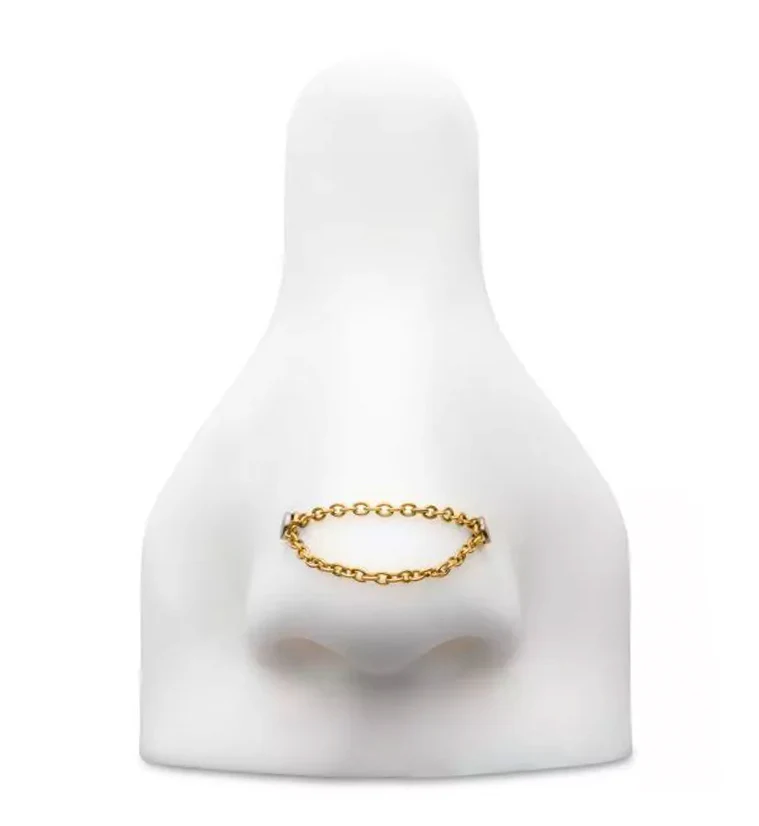 24kt Gold PVD Double Rolo Titanium Nose Piercing Chain - Image 2