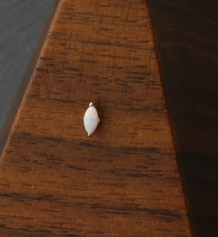 24kt Gold PVD Empress White Opalite Threadless Titanium Top - Image 2