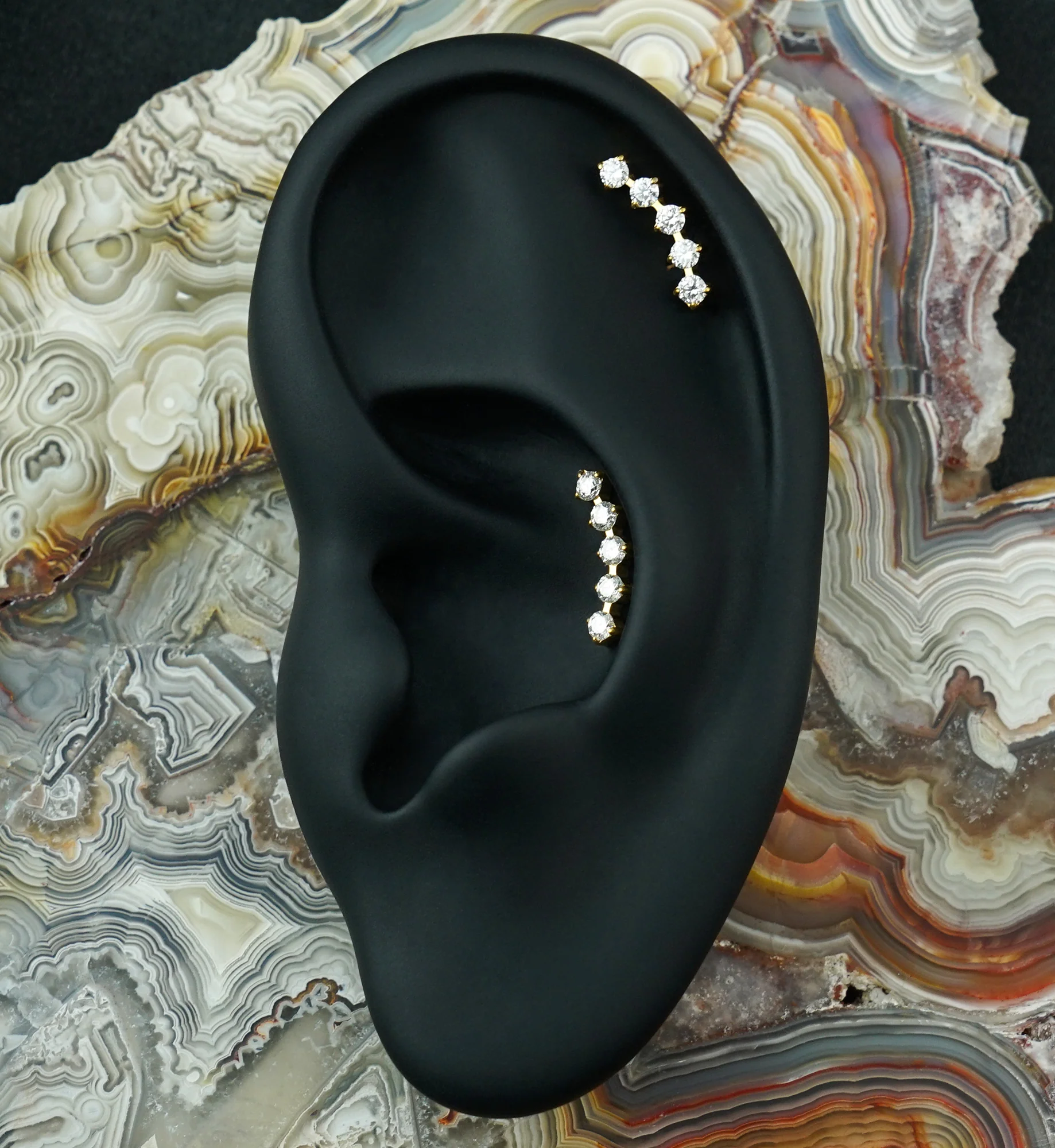 24kt Gold PVD Flex Moissanite Gem Titanium Threadless Top - Image 2