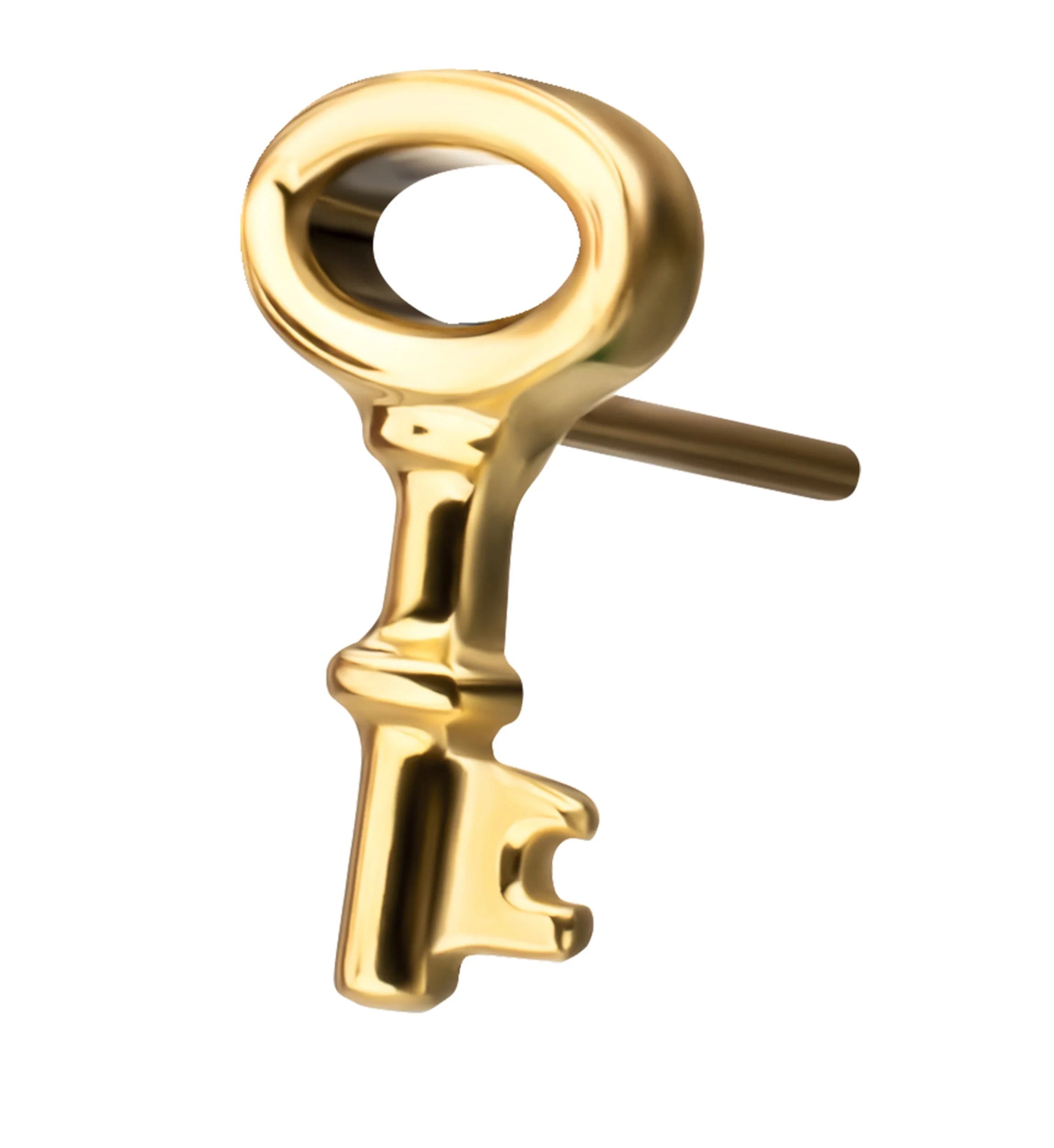 24kt Gold PVD Antique Key Titanium Threadless Top