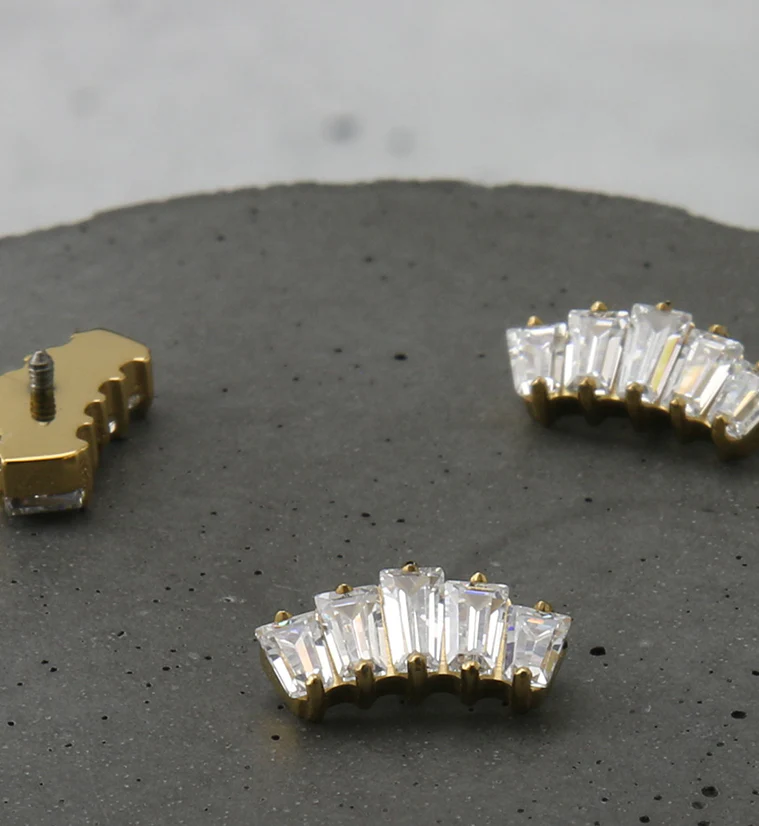 24kt Gold PVD Quinary CZ Internally Threaded Titanium Top - Image 2