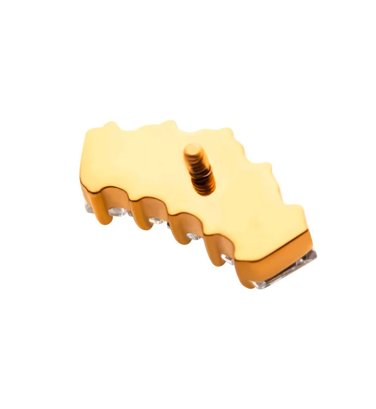 24kt Gold PVD Quinary CZ Internally Threaded Titanium Top - Image 3