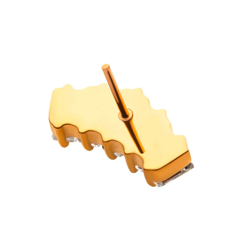 24kt Gold PVD Quinary CZ Threadless Titanium Top - Image 2