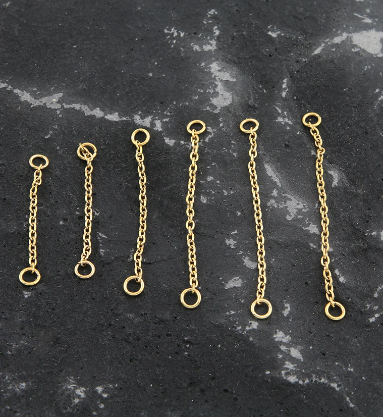 24kt Gold PVD Rolo Titanium Nose & Cartilage Piercing Chain - Image 2